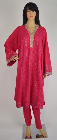 Embrace sophistication with our exquisite 3-Piece Pakistani Women Ensemble, where timeless elegance meets modern allure. Crafted from luxurious Lawn fabric, the loose-style shirt boasts intricate embroidery on the front and sleeves, creating a harmonious blend of tradition and contemporary style. Paired with a straight-cut trouser in the same opulent Lawn fabric, the ensemble is completed with a luminous Lurex Organza dupatta, adding a touch of allure and grace. Elevate your wardrobe with this t Indian Women Dress, Suit Neck, Dress Party Wear, Eid Dress, Pakistani Women, Pakistani Women Dresses, Suit Pakistani, Neck Designs For Suits, Lawn Suit