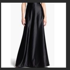 50) 100 Polyester Elegant Black A-line Skirt, Black Full Length Lined Skirt, Black Full Length Party Skirt, Black Full Length Skirt For Night Out, Full Length Black Skirt For Night Out, Black Full-length Skirt For Night Out, Black Full-length Maxi Skirt For Formal Occasions, Black Evening Long Skirt, Black Formal Maxi Skirt