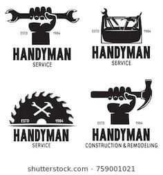 set of logos for construction and repair companies with hammer, wrench, spanner