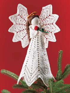 the christmas angel crochet pattern is shown