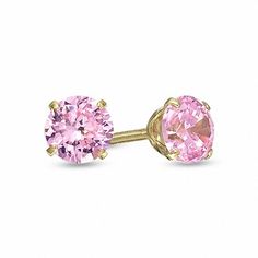 Simple, sweet and stylish, these sparkling studs are a perfect every day look. Crafted with the littlest fashionista in mind, these 14K gold studs are each set with a single shimmering 4.0mm pink crystal. Perfectly sized for her little ears, these posts earrings are polished to a bright lustre and secure with screwbacks. Pink Diamond Earrings, Pink Stud Earrings, Pink Studs, Peoples Jewellers, Handmade Jewelry Necklace, Crystal Stud Earrings, Handmade Gold, Heart Earrings Studs, Pink Diamond