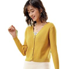 This cardigan is ideal for spring and autumn. It’s long-sleeved, the pattern is geometric. The cardigan can be worn on any occasion, especially at casual parties and gatherings. The material of the cardigan is polyester. Description: Color: Black/White/Blue/Gray/Green/Pink/Purple/Beige/Yellow Season: Spring/Autumn Material: Polyester Yellow Long Sleeve Casual Cardigan, Yellow V-neck Cardigan For Fall, Trendy Yellow Long Sleeve Cardigan, Yellow Long Sleeve Cardigan For Fall, Yellow Long Sleeve Cardigan, Yellow Long Sleeve Cardigan For Spring, Knitted Long Sleeve, Spring Sweater, Long Sleeves Coats