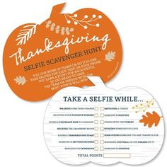 thanksgiving scavenger hunt with an orange pumpkin