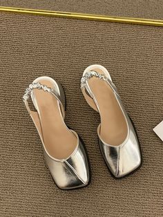 Shipping: Worldwide Express Shipping AvailableDelivery time: 7-15Days Fast ShippingReturns: Fast refund, 100% Money Back Guarantee.Brand Name: WertzkHeel Height: Med (3cm-5cm)With Platforms: YesPlatform Height: 0-3cmSandal Type: Modern SandalsOrigin: Mainland ChinaOccasion: DRESSUpper Material: PUOutsole Material: RubberBack Counter Type: Back StrapPattern Type: SolidSide Vamp Type: OpenFit: Fits true to size, take your normal sizeStyle: FashionHeel Type: Square heelLining Material: PUClosure Ty Ladies Slides, Silver Pumps, Silver Shoes, Newest Trends, New Trends, Women's Pumps, Mary Janes, Womens Sandals, Slippers