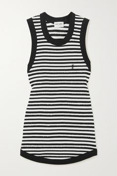 SAINT LAURENT's striped tank is softly distressed in spots, giving it the look of a love-worn favorite. It's made from cotton for a close fit and has a longline shape. Style yours tucked into jeans or tailoring. Ysl Clothes, Saint Laurent Clothes, Honeymoon Outfits, Cotton Slip, Cotton Tank Top, Top Designer Brands, Striped Tank Top, Striped Tank, Dress Trousers