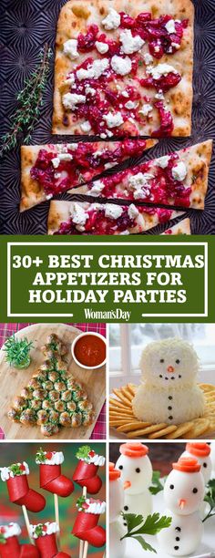 christmas party food and desserts with text overlay that reads 30 best christmas holiday parties