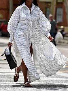 Loose Shirt Dress, Plus Size Bohemian, Mode Kimono, Streetwear Shirts, White Long Sleeve Dress, Bohemian Maxi Dress, White Dresses For Women, Maxi Shirt Dress, White Shirt Dress