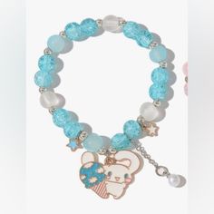 Nwt Sanrio’s Cinnamoroll Bracelet Cinnamoroll Beaded Bracelet, Cinnamon Roll Sanrio Bracelet, Cinnamoroll Jewelry, Cinnamoroll Bracelet, Cinnamoroll Necklace, Hello Kitty Jewelry, Girls Rooms, Bead Charms Diy, Snap Bracelets