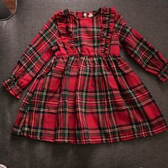 Nwot Size 2-3 Toddler Girl’s Beautiful Flannel Christmas Dress With Ruffled Front And Button Back Christmas Plaid Dress, Flannel Christmas, Christmas Plaid, Plaid Christmas, Christmas Dress, Plaid Dress, Kids' Dresses, Red Green, Toddler Girl