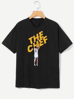 Experience unmatched style and support for your favorite player with the SLAM Magazine Cover - Stephen Curry T-Shirt. This premium tee celebrates Stephen Curry's exceptional skillset while embodying the spirit of his worldwide impact on basketball culture. Crafted from 100% ringspun cotton, enjoy optimal breathability and lightweight comfort throughout your daily activities. The double-stitched collar, cuffs, and waistband provide durable structure and maintain the tee's shape over frequent wearing. A screen-printed interior tag offers additional comfort and prevents clinginess against your skin. Offered exclusively in adult sizes small to 3XXL, choose an option to complement your natural frame and elevate your next casual attire ensemble or workout routine. Flaunt this tee around town or Black Short Sleeve T-shirt For Basketball, Black Team Spirit Basketball T-shirt, Basketball Fan Apparel Tops With Short Sleeves, Basketball Fan Apparel Cotton T-shirt, Basketball Fan Apparel T-shirt With Logo Print, Hip Hop T-shirt With Letter Print For Sports Season, Black Basketball T-shirt With Team Name, Black T-shirt With Basketball Team Name, Black Crew Neck T-shirt For Basketball