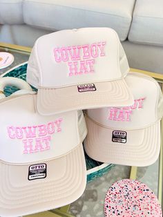 Neoprene Bag, Custom Trucker Hats, Pink Trucker Hat, Chapeau Cowboy, Trendy Hat, Country Concerts, Hat Ideas, Country Concert, Embroidered Hats