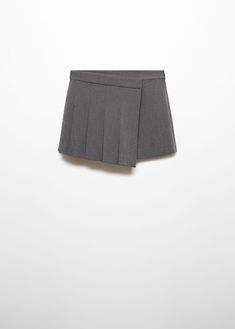 Pleated skirt pants - Women | Mango USA Workwear Skort With Belt Loops, Short Pleated Skirt For Office, Workwear Short Pleated Skirt With Belt Loops, Workwear Pleated Skirt With Belt Loops, Short Length, Casual Asymmetrical Skirt For Office, Asymmetrical Lined Skirt For Work, Lined Asymmetrical Skirt For Work, Elegant Skort With Built-in Shorts For Workwear, Asymmetrical Skirt With Belt Loops For Work