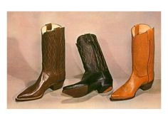 size: 24x18in Art Print: Cowboy Boots, Retro Poster : Cowboy Boots Vintage, Boots Photo, California Christmas, Leather Embroidery, Landscape Horizontal, Ny City, Shoes Leather, Paper Ephemera, Retro Art