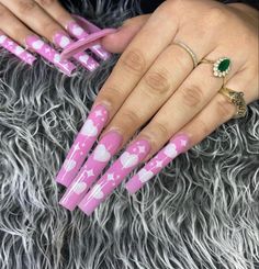 Unique Nails, Long Acrylic Nails, Holiday Nails, Nail Inspo, Nail Designs, Nail Art, Nails, Pink