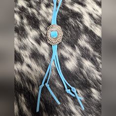 Nwt Western Concho Bolo Tie Necklace Turquoise Teal Leather Adjustable New With Tags Rodeo Wear, Nashville Broadway Outfit, Nfr Fashion, Western Wear. The Perfect Layering Necklace Offers Are Always Welcome Leather Bolo Tie, Nashville Broadway Outfit, Broadway Outfit, Nashville Broadway, Bolo Tie Necklace, Nfr Fashion, Tie Necklace, Bolo Ties, Teal Leather