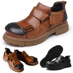 Category:Casual Shoes,Oxfords; Upper Materials:Leather; Embellishment:Splicing; Season:Winter; Gender:Men's; Activity:Walking,Hiking; Toe Shape:Round Toe; Style:Casual,Vintage; Boot Shaft:Booties / Ankle Boots; Outsole Materials:Rubber; Occasion:Outdoor,Daily; Closure Type:Lace-up; Function:Slip Resistant,Comfortable,Height Increasing,Warm; Pattern:Solid Colored; Listing Date:10/20/2023; 2023 Trends:Retro,Handmade Shoes; Foot Length:null; Foot Width:null; Size chart date source:Measured by Light Fall Leather Cap Toe Shoes With Rubber Sole, Brown Closed Toe Martin Boots For Work, Fall Oxfords With Rubber Sole Cap Toe, Fall Cap Toe Oxfords With Rubber Sole, Fall Flat Heel Leather Shoes With Brogue Detailing, Fall Leather Shoes With Brogue Detailing And Flat Heel, Leather Cap Toe Oxfords For Fall, Casual Cap Toe Leather Shoes For Spring, Brown Casual Cap Toe Leather Shoes