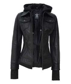 Detachable Hooded Real Women – Musheditions Affordable Black Leather Jacket For Winter, Luxury Leather Jacket With Detachable Hood For Winter, Luxury Hooded Biker Jacket For Fall, Luxury Biker Jacket With Detachable Hood For Fall, Cheap Women's Biker Leather Jacket, Cheap Collared Leather Jacket With Pockets, Cheap Black Biker Jacket For Winter, Affordable Women's Biker Jacket For Work, Affordable Black Leather Jacket With Pockets