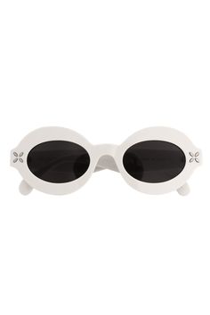 ALAÏA-Azzedine Panthos Sunglasses-WHT/GRY White Polycarbonate Shield Sunglasses With Gradient Lenses, Trendy White Acetate Sunglasses, White Acetate Sunglasses With Gradient Lenses, Party Sunglasses With Gradient Lenses, Polycarbonate, Luxury White Anti-reflective Shield Sunglasses, Sunglasses