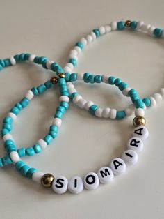 Will be listing different colors to personalize. Seed beads are unique in shape so everyone will have its own shape. Turquoise Letter Beads Bracelet, Personalized Turquoise Beaded Bracelets, Personalized Blue Heishi Beads Jewelry, Customized Blue Stretch Bracelet With Round Beads, Bracelet Sets, Name Bracelet, Seed Bead, Bracelet Set, Seed Beads