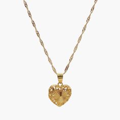 Our Luv U filigree heart necklace is a dreamy addition to your jewelry collection. It is perfect for layering with daintier pieces or can be worn on its own.  16'' length with 2'' extender made of 18k gold filled brass Hypoallergenic and Tarnish Resistant  Lobster Clasp Closure Elegant Heart Shaped Figaro Chain Necklace, Elegant Heart-shaped Figaro Chain Necklace, Gold Plated Charm Necklace With Figaro Chain For Gifts, 14k Gold-filled Figaro Chain Necklace As Gift, Delicate Gold Heart Pendant Necklace, Delicate Gold Heart Pendant Charm Necklaces, Delicate Gold Charm Necklaces With Heart Pendant, Gold Filigree Jewelry With Heart Pendant, Delicate Gold Charm Necklace With Heart Pendant