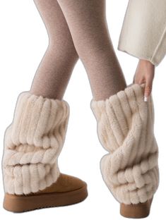 Trendy Mid-calf Winter Bottoms, Trendy Mid-calf Bottoms For Winter, Cozy Beige Winter Bottoms, Cozy Beige Bottoms For Winter, Cozy Fit Leg Warmers For Winter, One Size Beige Leg Warmers For Winter, Trendy Winter Leg Warmers, Cozy Winter Leg Warmers, Trendy Soft Leg Warmers For Winter