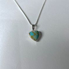 "* Heart shaped turquoise pendant necklace with matching earrings * All Components made from 925 sterling silver * necklace available in sizes 16\",18\" or 20\" * Handcrafted in the USA * Free Shipping * Item shipped in gift box * Item is made to order and cabochon may vary in color These beautiful heart shape pendant necklace and earrings are made entirely from sterling silver with a stunning turquoise cabochon. All jewelry are measured, soldered, and stone set all by hand using quality materia Turquoise Heart Necklace, Paw Ring, Heart Jewelry Set, Turquoise Earring, Heart Shaped Pendant Necklace, Earring Dangle, Turquoise Drop Earrings, Turquoise Pendant Necklace, Heart Shaped Necklace