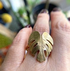 Monstera Leaf Jewelry, Monstera Jewelry, Ceramic Accessories, Ceramic Accessory, Jewelry Design Inspiration, Botanical Beauty, Metal Engraving, Leaf Jewelry, Leaf Ring