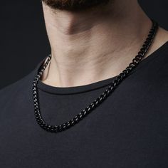 8mm Black Chain Necklace | In stock! | Fort Tempus Black Chain Necklace, Mens Chain, Cuban Chain Necklace, Necklace Gift Box, Mens Chain Necklace, Black Bracelets, Black Chain, Black Necklace, Men's Necklace