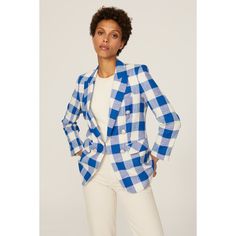 Blue gingham cotton blend (90% Cotton, 9% Polyester, 1% Elastane). Blazer. Long sleeves. Front button closure. 30" from shoulder to hemline. Imported. Rent The Runway, Closet Designs, Blue Gingham, Veronica Beard, Gingham, Long Sleeve Blouse, Cotton Blend, Long Sleeves, Blazer