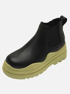 DETAILS Casual/chic Colorblock Round toe Flatform Chelsea boot Women Short Boots, Kids Ankle Boots, Green Platform, Athleisure Brands, Height Increase, Botas Chelsea, Boots For Short Women, Shoe Inserts, Toddler Boots