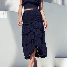 Misa Los Angeles Biata Skirt New With Tags 100% Cotton Navy Flowy Midi Skirt, Navy Long Skirt For Spring, Women Skirts Midi, Midi Skirt, Womens Skirt, Color Blue, Angeles, Blue Color, Skirt