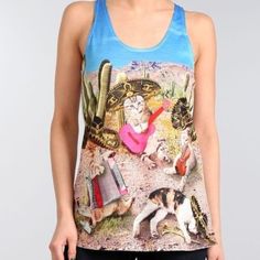 Slightly Sheer - Loose Fit Racerback Tank Top Features A Print Graphic Of "Cabo Cats." Lightweight Soft Tank Top With A Comfortable Fit & The Back Of The Tank Is Slightly Sheer. Material 100% Polyester Rock This Look At Your Next Music Festival, Concerts, Great For Party Outfits, Clubs, Rave Wear, And Other Events! Model Info: Wearing Size Small In Photo - Height 5'4 Weight 115 Bust 32 Inches (Bra Size 32b/32c) Care Instructions: Hand Wash In Cold Water, Hang To Dry And Do Not Iron Brand New - S Multicolor Cat Print Tops For Summer, Summer Multicolor Cat Print Tops, Fitted Sleeveless Tops With Cat Print, Trendy Summer Tops With Cat Print, Fitted Cat Print T-shirt For Spring, Trendy Cat Print Summer Tops, Trendy Cat Print Tops For Summer, Fitted Summer T-shirt With Cat Print, Summer Fitted T-shirt With Cat Print