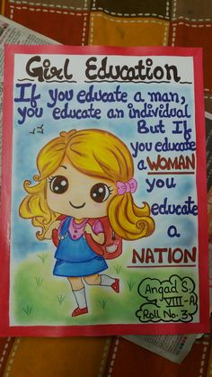 Girl education poster - Pencil colour and dry pastels Education Slogans, Education Day, Education Poster Design, Women Education, Handmade Poster, Drawing Competition, Importance Of Education, Right To Education, Dry Pastel