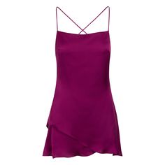 The little fuchsia magenta satin mini slip dress. A classic essential, we've updated this basic with an asymmetrical hemline, crossover straps and a plunging cowl back neckline. This merlot wine dress is made to don with casual sneakers or take out with heels. Slip into something a little silky. 100% polyester  Garment made in NYC to reduce our carbon footprint. Hand wash or Dry clean only Magenta Dress Formal, Slik Dress, Raspberry Tart, Merlot Wine, Slip Mini Dress, Magenta Dress, Wine Dress, Fuchsia Dress, Nice Clothes