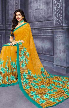 This saree is Ready to Wear (With Fall and Pico Done). Traditional Printed Saree, made up of creative work and graceful fabrics Georgette Comes with 80 cm blouse piece in the saree border Length: 6.30 Meter With Blouse Made up of Pure Fabric Must have saree for your festive collection This saree is a suitable amalgamation of style and grace that is required from ethnic wear. The saree is ideal for any formal gathering. The saree comes with an unstitched blouse of corresponding color and design a