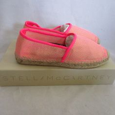 From The Estate Of One Of This Country's Top Fashion Buyers With Incredible Luxury Tastes, Who Worked Directly With Many Designers Herself, Stunning Brand New In Box Pair Of Women / Ladies Stella Mccartney Espadrilles / Slipper In Pink And Green. Measure Approx 9.75" Heel To Toe, 3.25" Wide. Perfect Gift For High Couture Fashionista! Check Out My Other Items For Sale -- Including More Stella And Loads Of Luxury Funktacular Clothes/ Boots / Designer Handbags, Primitives, Jewelry, And More! Pink Slip-on Espadrilles For Summer, Pink Closed Toe Casual Espadrilles, Casual Pink Flat Espadrilles, Pink Casual Espadrilles For Spring, Casual Pink Espadrilles For Spring, Pink Flat Heel Espadrilles With Woven Sole, Pink Slip-on Espadrilles With Woven Sole, Pink Summer Espadrilles With Rubber Sole, Pink Flat Espadrilles With Woven Sole