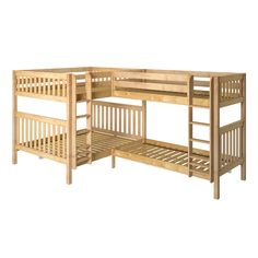 QUART XL NS : Multiple Bunk Beds High Corner Bunk Bed - Queen over Queen + Twin XL over Twin XL Corner Bunk Bed, Corner Bunk Beds, Corner Loft, Adult Bunk Beds, Queen Bunk Beds, Curved Bed, Solid Wood Bunk Beds, Bottom Bunk, Loft Bunk Beds