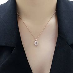 ◈ Diamond Fine Jewelry ◈ ♥This stunning necklace features 8x6 mm AAA Natural Oval Morganite and 0.14 round cut diamond. This high quality diamond can be beautifully set in a solid 14k Rose gold. This Necklace is perfect for everyday use and can be a lovely gift for any occasion! ♥ The Morganite that we use is the pink version of Beryl, a mineral that can be made into other well-known gems such as emerald and aquamarine. Morganite is best known for its ability to display peace, joy, and inner pea Classic Rose Gold Oval Pendant Necklace, Rose Gold Oval Necklace For Anniversary, Classic Oval Clavicle Chain Necklace, Oval Rose Gold Clavicle Chain Jewelry, Rose Gold Oval Pendant Necklace For Anniversary, Formal Rose Gold Oval Pendant Necklace, Morganite Necklace, Real Diamond Necklace, Morganite Pendant