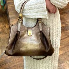 Brahmin Handbag Color Brown Like New Gold Satchel With Textured Leather And Double Handle, Everyday Luxury Gold Textured Leather Shoulder Bag, Gold Textured Leather Satchel, Brahmin Bags, Brahmin Handbags, Full Service, Bag Lady, Like New, Fast Delivery