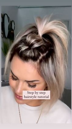 Hairdos For Short Hair, Pool Hairstyles, Short Hair Tutorial, Peinados Fáciles Para Cabello Corto, Penteado Cabelo Curto, Short Hair Updo