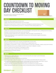 a flyer for moving day checklist with the words,'it is important to move forward