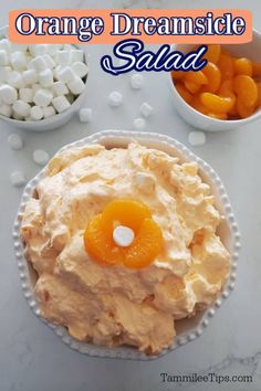 an orange creamsice salad with marshmallows and candies