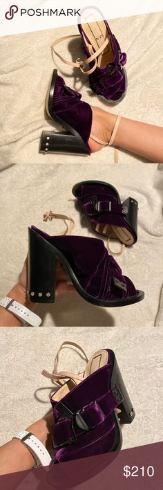 NO. 21 velvet blocky heels Never worn/ new NO.21 super stylish shoes. Purple velvet with sole leather. 5” us size 38. They run one size small!   They were $750 but asking $210 cause they are missing one rhinestone on each shoe   NO original box.  Dont hesitate to ask if you have more questions 😁😁 No. 21 Shoes Heels Purple Block Heel Shoes For Night Out, Purple Block Heel Heels For Night Out, Luxury Purple Open Heel Heels, Purple Block Heel Shoes With Heel Strap, Purple Heels With Sculpted Heel And Round Toe, Purple Block Heels With Heel Strap, Luxury Purple Heels With 4-inch Heel, Purple Block Heels With Stacked Heel, Purple Heels With Stacked Block Heel