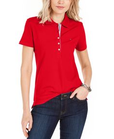 in stock Tommy Hilfiger Polo Shirt, Embroidered Polo Shirts, Tommy Hilfiger Logo, Tommy Hilfiger Polo, Polo Top, Tommy Hilfiger Women, Short Sleeve Polo, Green Fashion, Shirt Online