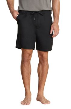 Stretchy and exceptionally soft, these roomy sweat shorts make a great choice for the gym, a relaxing afternoon or a night of sweet, sweet slumber. 7" inseam; 11 1/2" leg opening; 12 1/2" front rise; 17" back rise 87% polyester, 13% spandex Machine wash, tumble dry Imported Sporty Swim Trunks With Built-in Shorts For Leisure, Casual Short Swim Trunks For Loungewear, Casual Swim Trunks For Loungewear, Relaxed Fit Athletic Shorts For Lounging, Black Pajama Shorts For Lounging, Black Short Length Pajama Shorts For Lounging, Casual Short Activewear For Lounging, Black Relaxed Fit Shorts For Loungewear, Comfortable Moisture-wicking Athletic Shorts