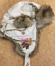 Ladies Realtree Hat White Snow Camo Sabre Trapper Bomber Flap Warm Fur Rose Baby Onesies