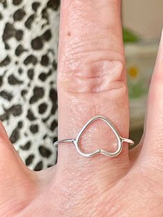 Large but very delicate heart ring, 929 sterling silver. All handcrafted. Stamped: 925 925R-020 Simple Heart Midi Rings, Minimalist Heart Cut Stackable Rings, Delicate Silver Heart Promise Ring, Delicate Sterling Silver Heart Ring, Dainty White Gold Heart Ring, Dainty Adjustable Tiny Heart Ring, Silver Minimalist Heart Promise Ring, Nickel-free Sterling Silver Rings For Valentine's Day, Silver Minimalist Open Heart Ring