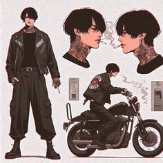 Outfit Design Art, Jacket Drawing, Boy Art, Handsome Anime Guys, Black Leather Jacket, Handsome Anime, Character Portraits, Cute Anime Guys, A Drawing