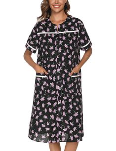 Grandma Nightgown, Old Lady Nightgown, Moomoo Dress, Night Snap, Patio Dress, Modest Neckline, Muumuu Dress, House Coat, Belted Robe