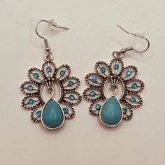 Beautiful Earrings For Women Turquoise Color Material: Silver Plated Color: Turquoise Style: Turkey Measure: Os Nickel Free Brand New Thanks To Each One Of The People Who See My Closet May God Fill You With Blessings And Lots Of Love Blue Metal Earrings For Summer, Trendy Blue Dangle Teardrop Earrings, Trendy Blue Teardrop Earrings Gift, Trendy Blue Teardrop Earrings For Gift, Trendy Blue Teardrop Earrings For Gifting, Blue Teardrop Earrings For Summer Gift, Summer Blue Teardrop Earrings As Gift, Turkey Style, Country Fashion